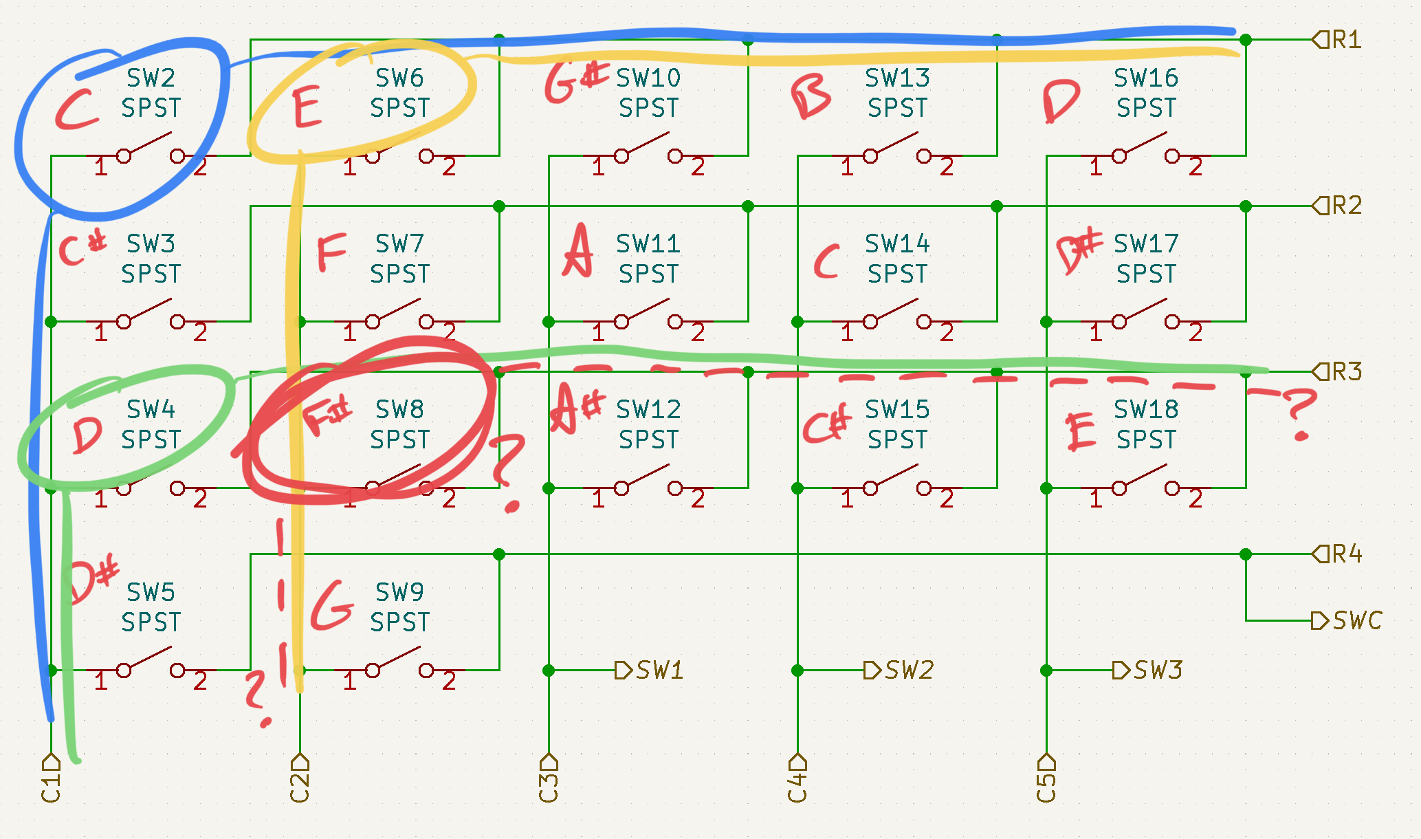 Matrix schematic with C, D, and E matrix points highlighted