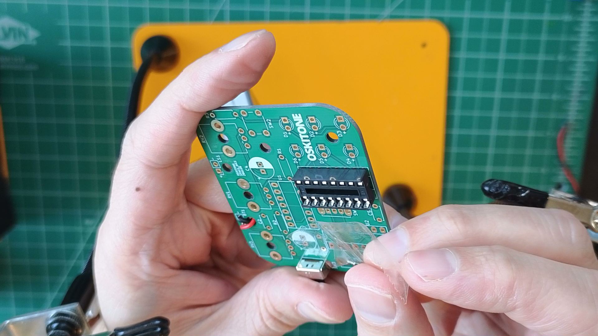 socket taped flat on PCB