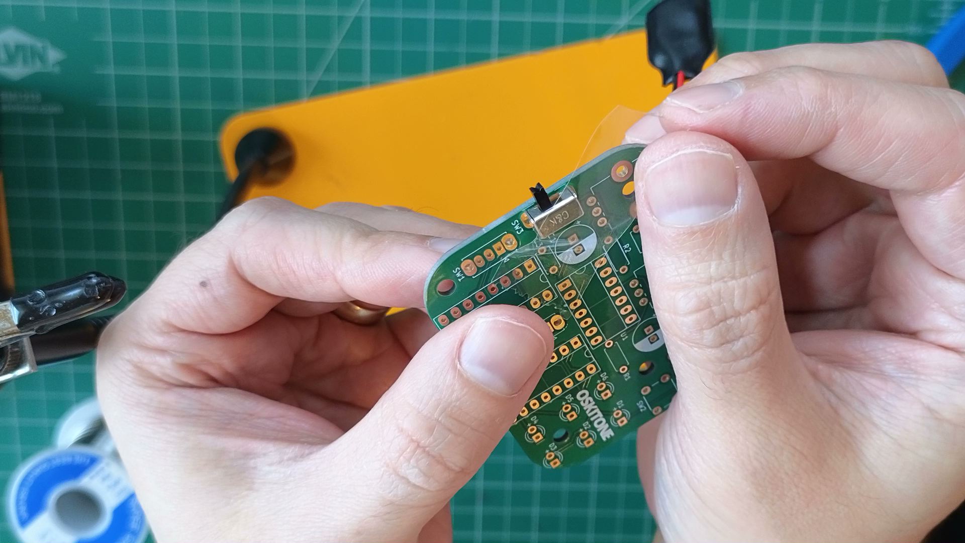 SPDT switch soldered to PCB