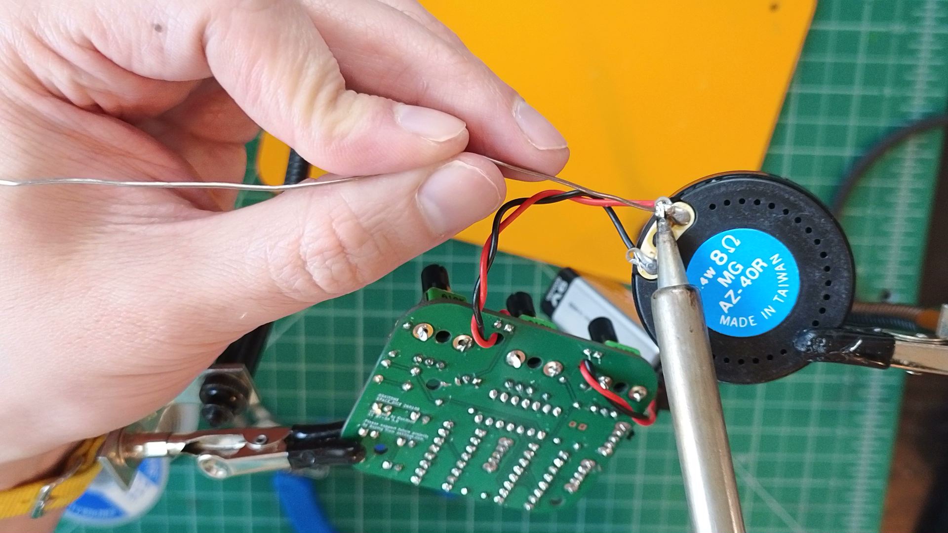 wires soldered to speaker